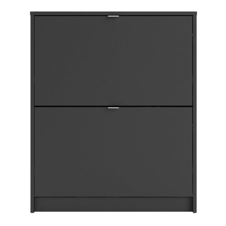 Shoes Shoe cabinet w. 2 tilting doors and 2 layers in Matt Black - TidySpaces