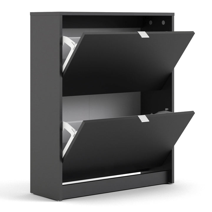 Shoes Shoe cabinet w. 2 tilting doors and 2 layers in Matt Black - TidySpaces