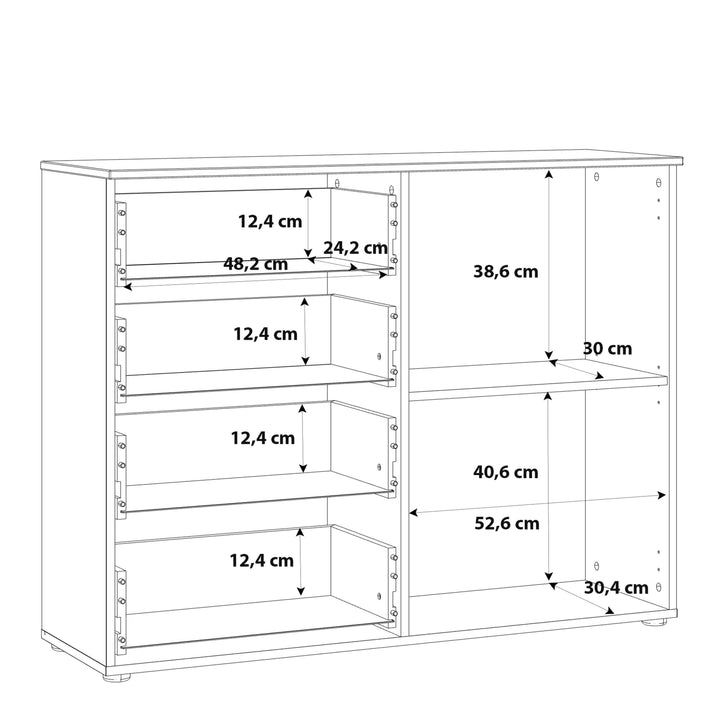 Sienna 4 Chest of Drawers 1 Door in White/White High Gloss - TidySpaces