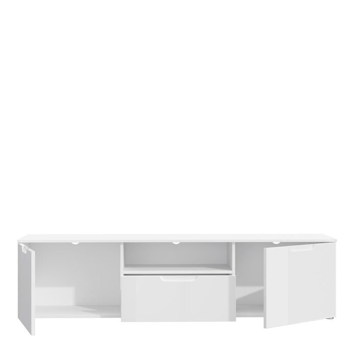 Sienna TV Unit in White/White High Gloss - TidySpaces