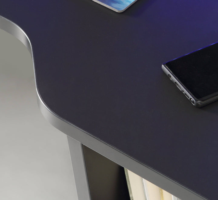 Tezaur Gaming Desk with Blue LED in Matt Black - TidySpaces