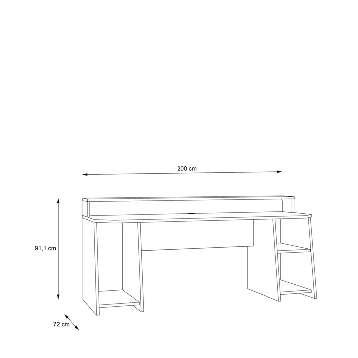 Tezaur Gaming Desk with Blue LED in Matt Black - TidySpaces