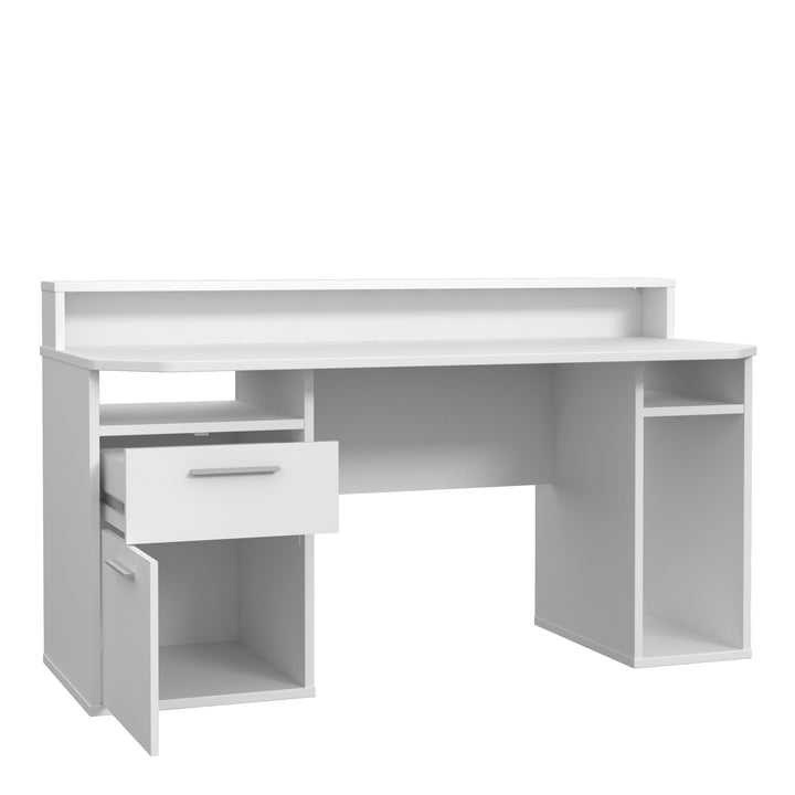 Tezaur Gaming Desk with Blue LED in White - TidySpaces