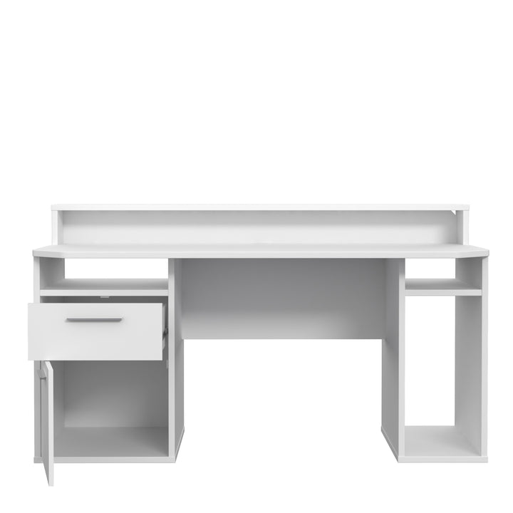 Tezaur Gaming Desk with Blue LED in White - TidySpaces