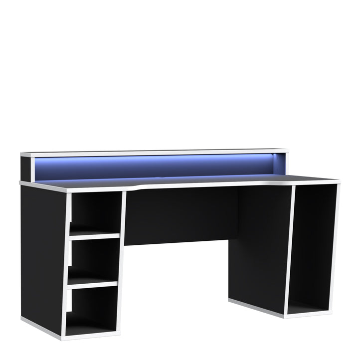 Tezaur Gaming Desk with LED in Black/White - TidySpaces