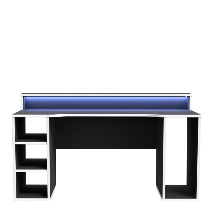 Tezaur Gaming Desk with LED in Black/White - TidySpaces