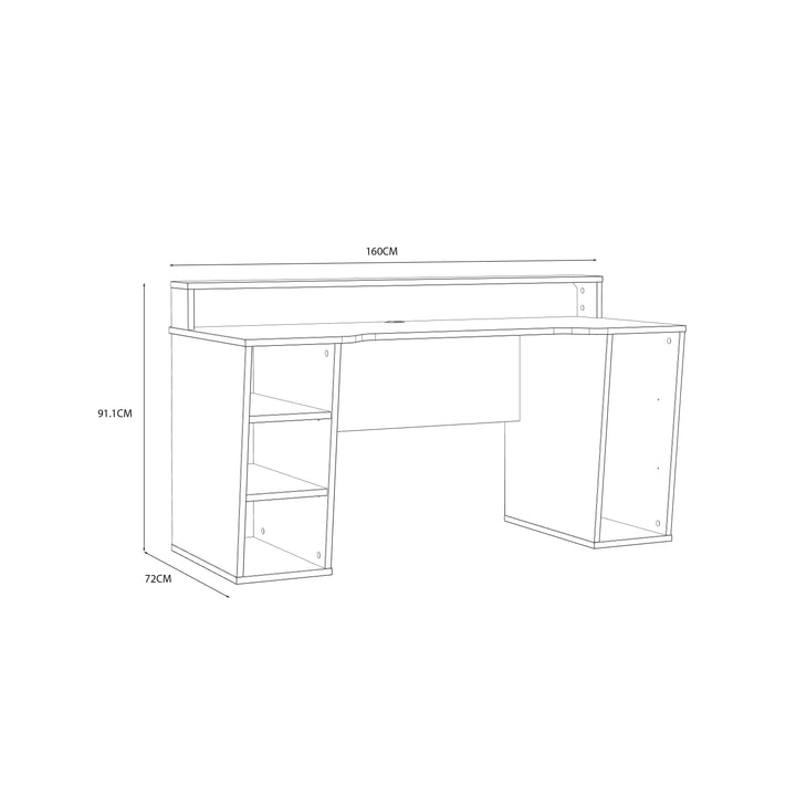 Tezaur Gaming Desk with LED in Black/White - TidySpaces