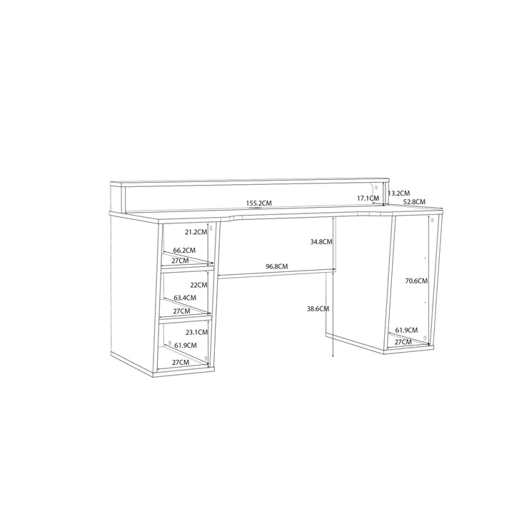 Tezaur Gaming Desk with LED in Black/White - TidySpaces