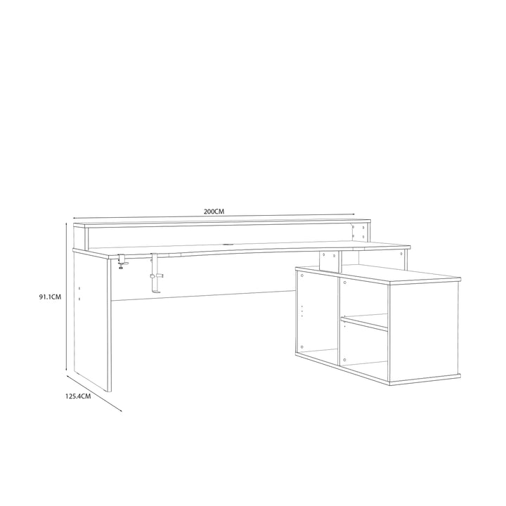 Tezaur Gaming Desk with LED in Black/White - TidySpaces