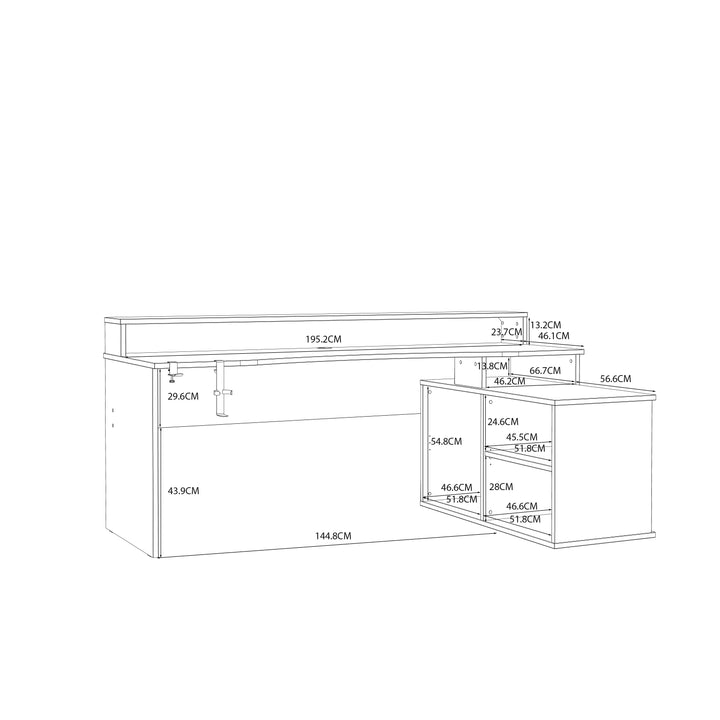 Tezaur Gaming Desk with LED in Black/White - TidySpaces