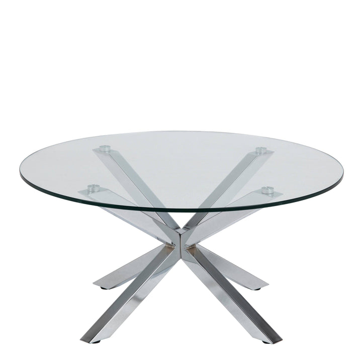 Heaven Round Coffee Table with Glass Top and Chrome Legs - TidySpaces