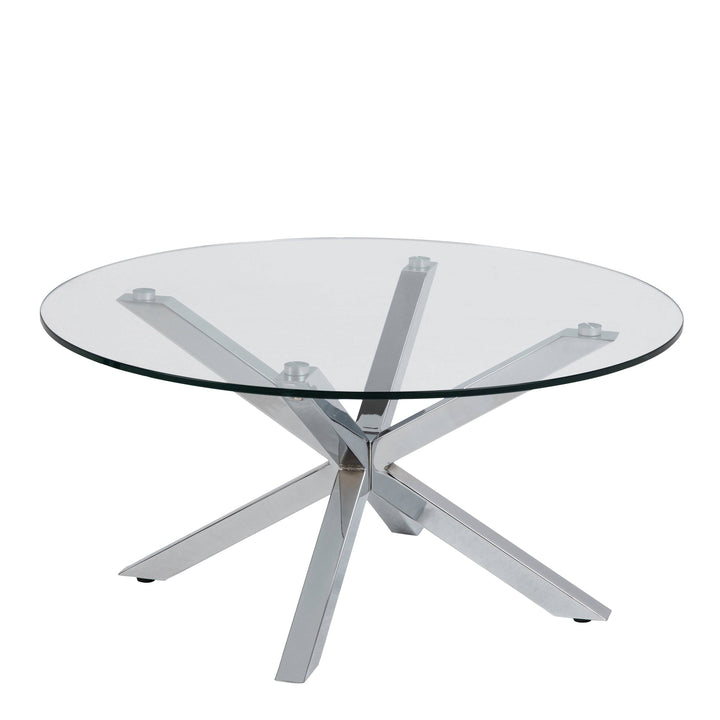 Heaven Round Coffee Table with Glass Top and Chrome Legs - TidySpaces