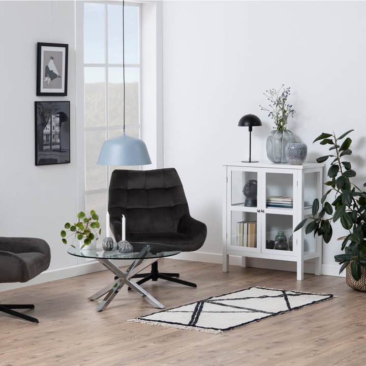 Heaven Round Coffee Table with Glass Top and Chrome Legs - TidySpaces