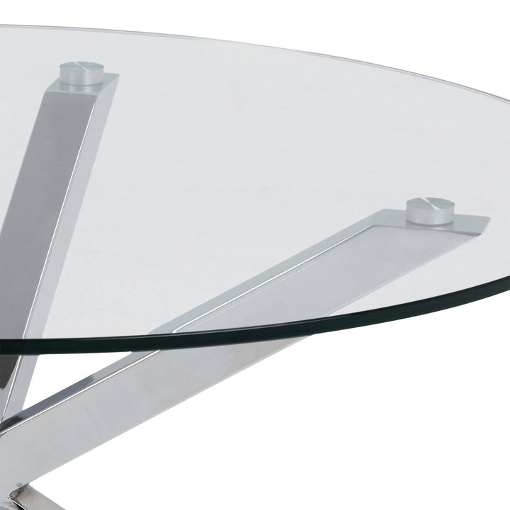 Heaven Round Coffee Table with Glass Top and Chrome Legs - TidySpaces