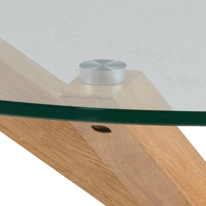 Heaven Round Coffee Table with Smoked Glass Top and Oak Legs - TidySpaces