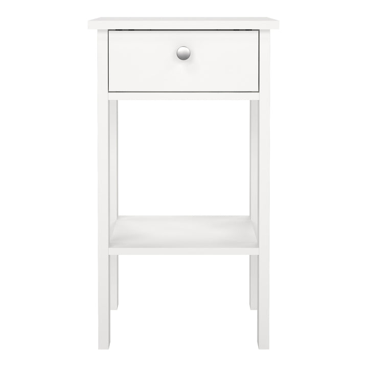 Madrid Bedside Table with 1 Drawer in White - TidySpaces