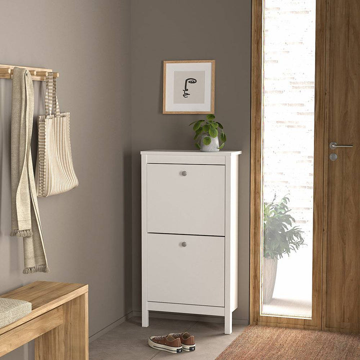 Madrid Shoe Cabinet 2 Flap Door White - TidySpaces