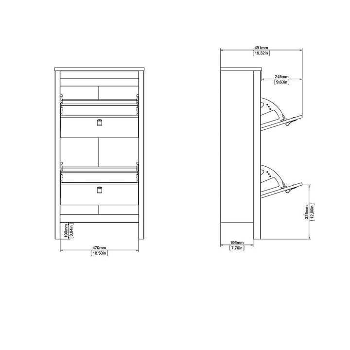 Madrid Shoe Cabinet 2 Flap Door White - TidySpaces