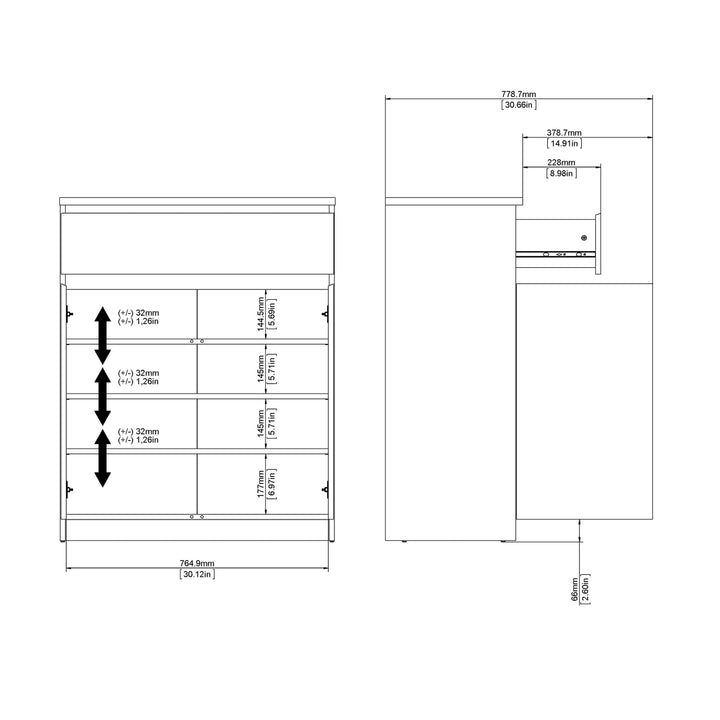Naia Sideboard - 1 Drawer 2 Doors in Black Matt - TidySpaces