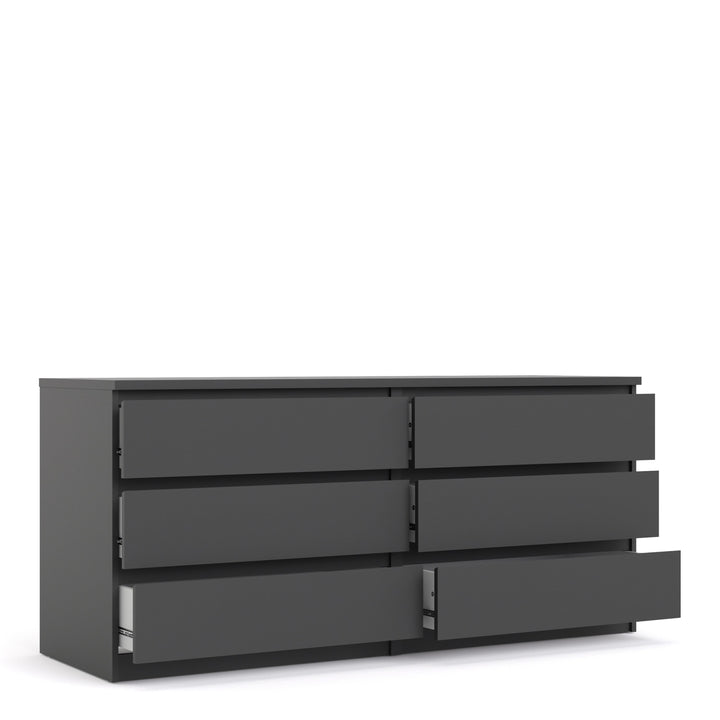 Naia Wide Chest of 6 Drawers (3+3) in Black Matt - TidySpaces