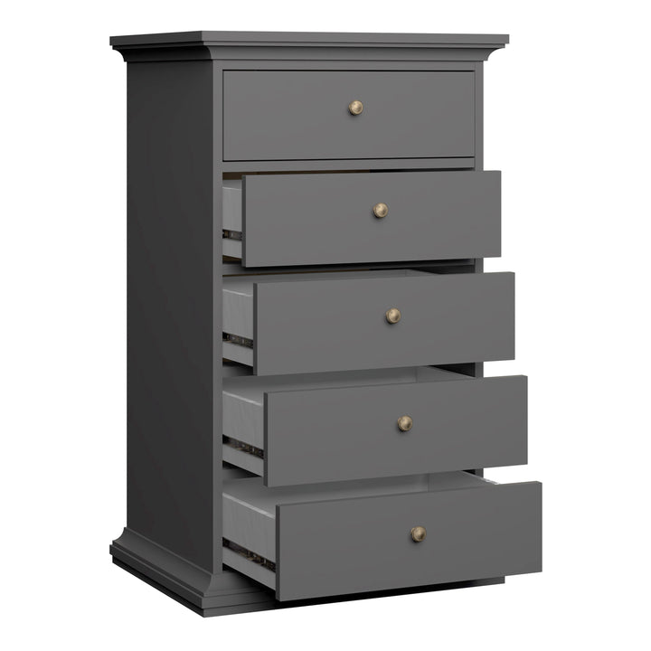 Paris Chest 5 drawers in Matt Grey - TidySpaces