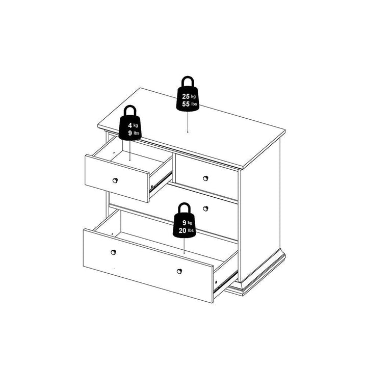 Paris Chest of 4 Drawers in White - TidySpaces