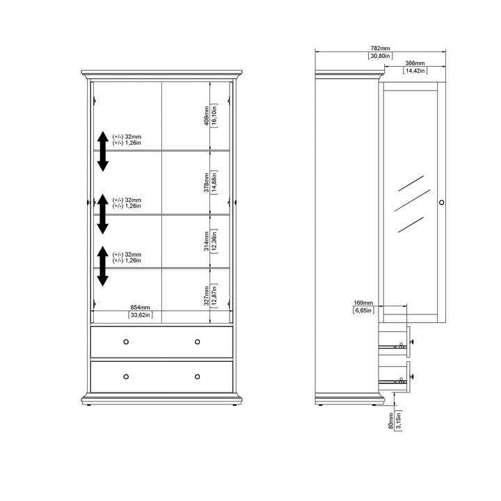 Paris China cabinet in Matt Grey - TidySpaces