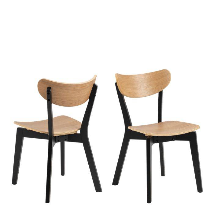 Roxby Dining Chairs in Black and Oak Set of 2 - TidySpaces