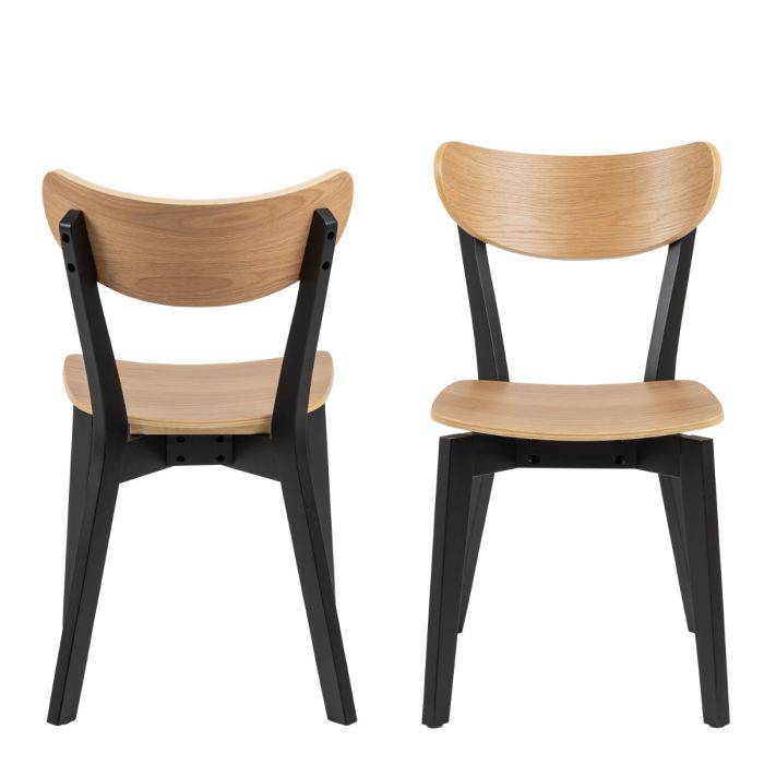 Roxby Dining Chairs in Black and Oak Set of 2 - TidySpaces