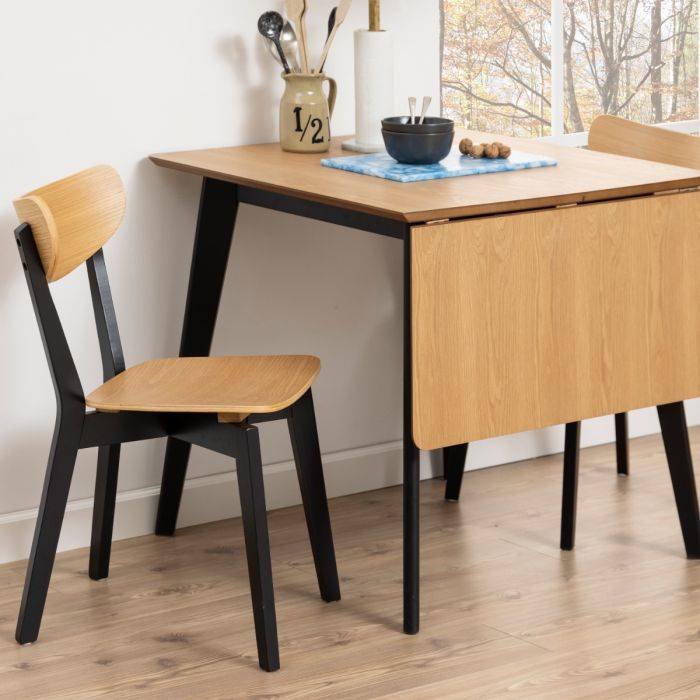 Roxby Dining Chairs in Black and Oak Set of 2 - TidySpaces