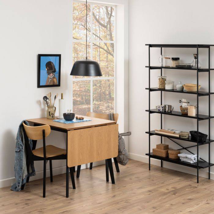 Roxby Dining Chairs in Black and Oak Set of 2 - TidySpaces