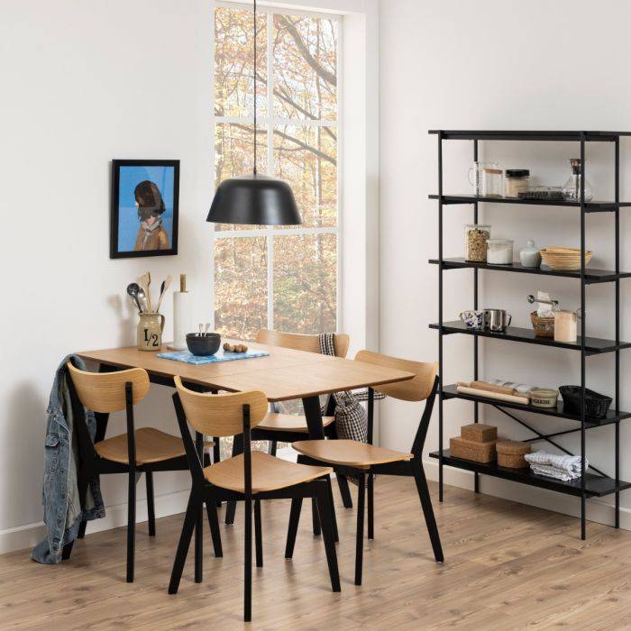 Roxby Dining Chairs in Black and Oak Set of 2 - TidySpaces