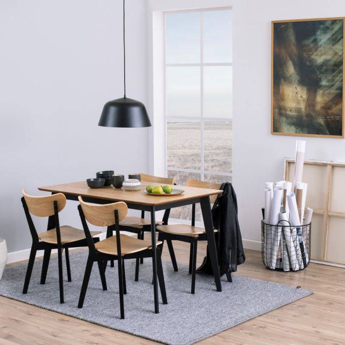 Roxby Dining Chairs in Black and Oak Set of 2 - TidySpaces