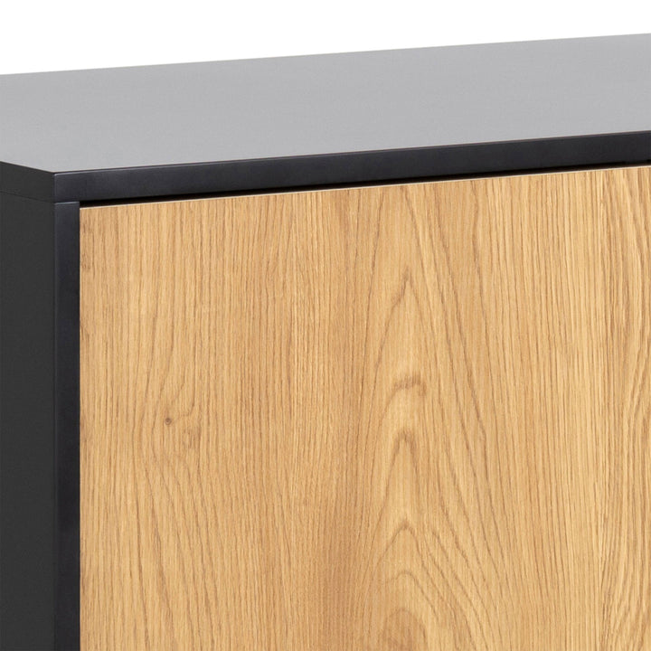 Seaford 1 Door 3 Drawer Small Sideboard in Black & Oak - TidySpaces