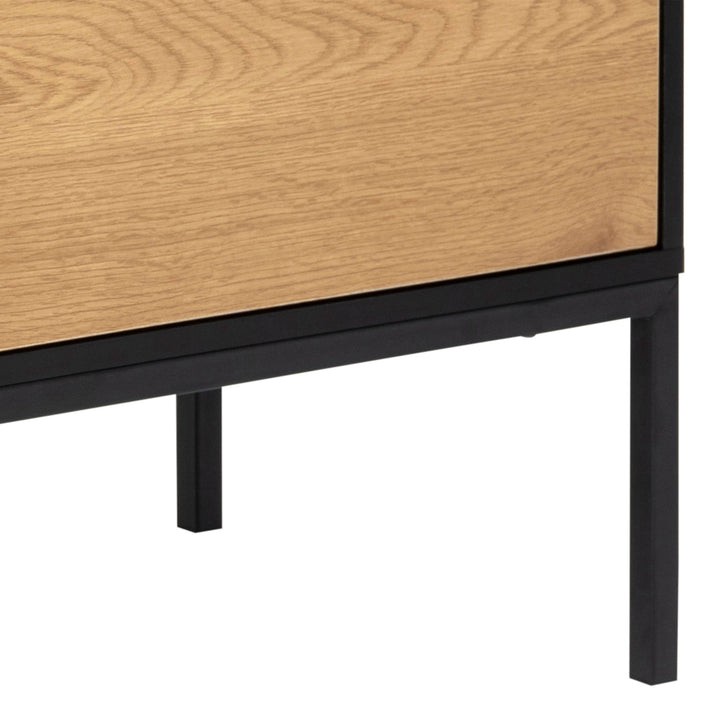 Seaford 1 Door 3 Drawer Small Sideboard in Black & Oak - TidySpaces