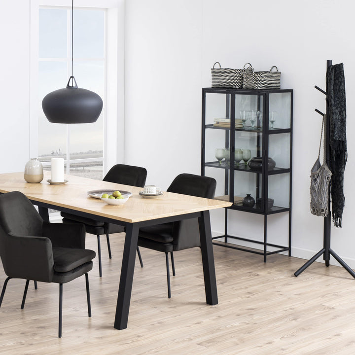 Seaford 2 Glass Door Display Cabinet in Black - TidySpaces