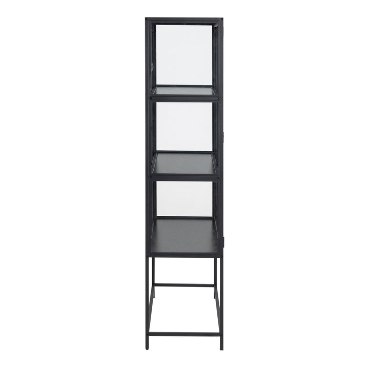 Seaford 2 Glass Door Display Cabinet in Black - TidySpaces