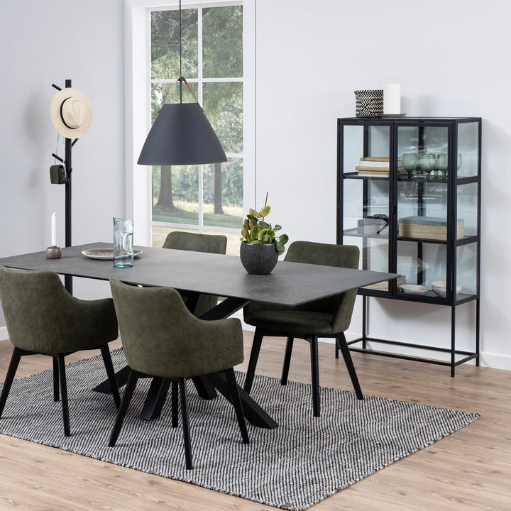 Seaford 2 Glass Door Display Cabinet in Black - TidySpaces