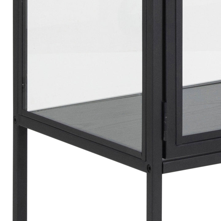 Seaford 2 Glass Door Display Cabinet in Black - TidySpaces