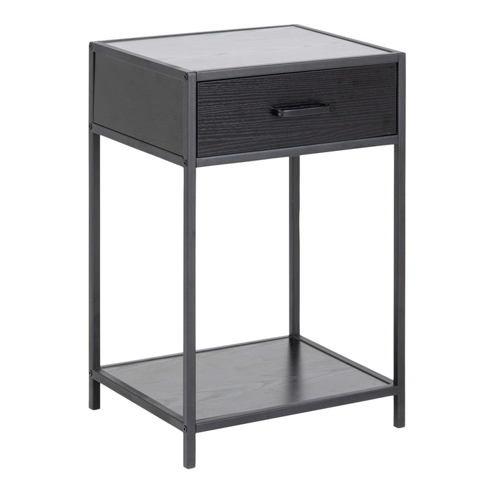 Seaford Bedside Table with 1 Drawer in Black - TidySpaces