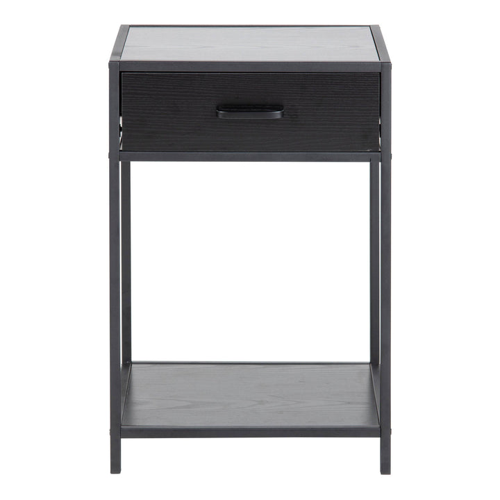 Seaford Bedside Table with 1 Drawer in Black - TidySpaces