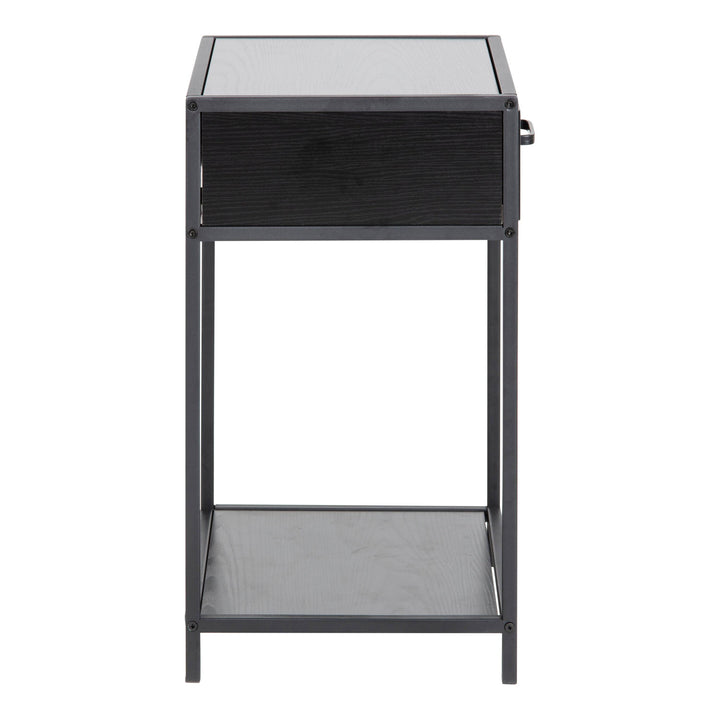 Seaford Bedside Table with 1 Drawer in Black - TidySpaces
