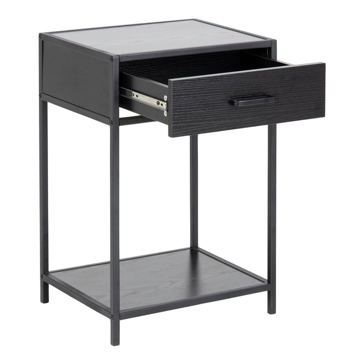 Seaford Bedside Table with 1 Drawer in Black - TidySpaces