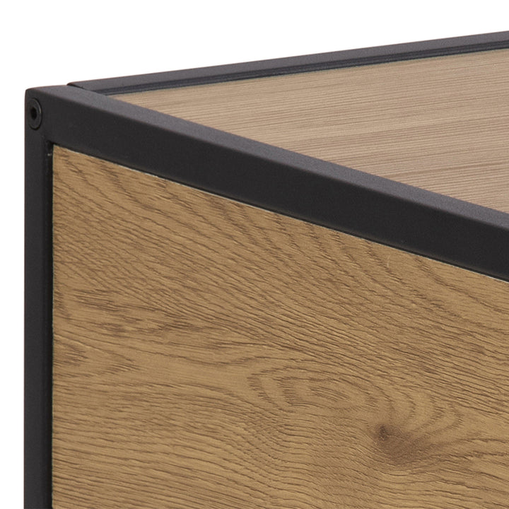 Seaford Bedside Table with 1 Drawer in Black & Oak - TidySpaces
