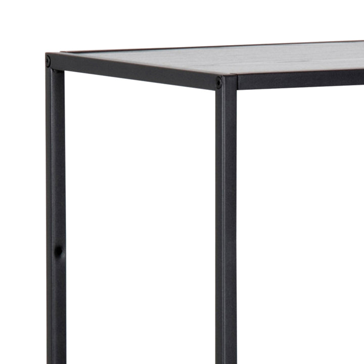 Seaford Black Metal Asymmetrical Bookcase with 3 Black Shelves - TidySpaces