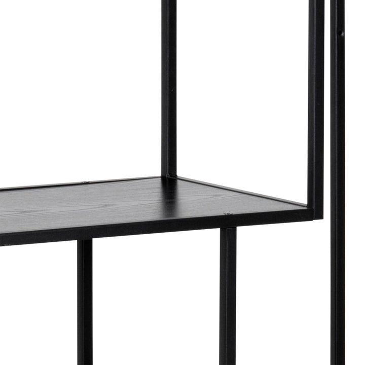 Seaford Black Metal Asymmetrical Bookcase with 3 Black Shelves - TidySpaces