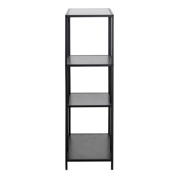 Seaford Black Metal Asymmetrical Bookcase with 3 Black Shelves - TidySpaces