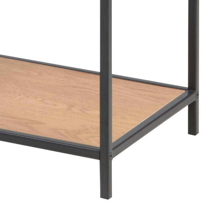 Seaford Black Metal Asymmetrical Bookcase with 3 Oak Shelves - TidySpaces
