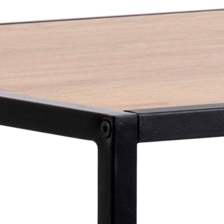 Seaford Black Metal Bar Table with Oak Top - TidySpaces