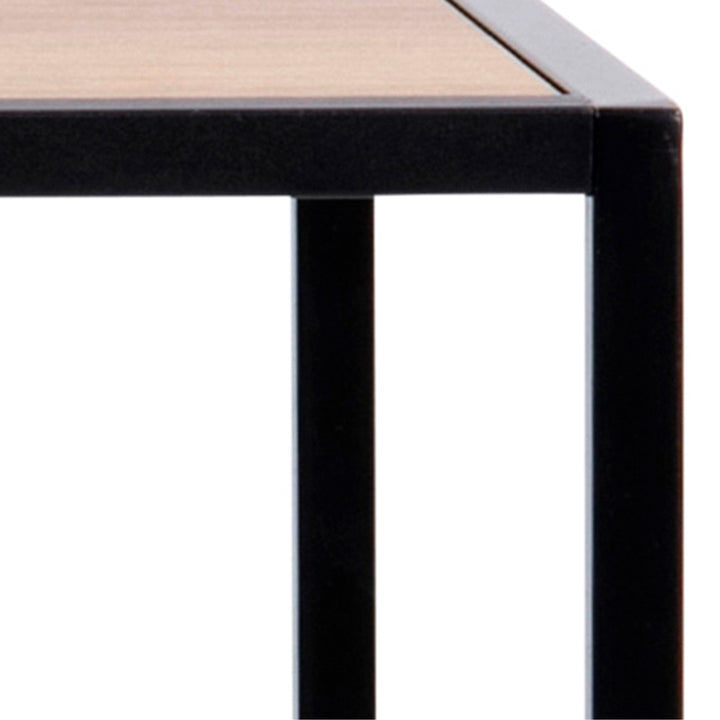 Seaford Black Metal Bar Table with Oak Top - TidySpaces
